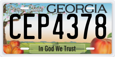 GA license plate CEP4378