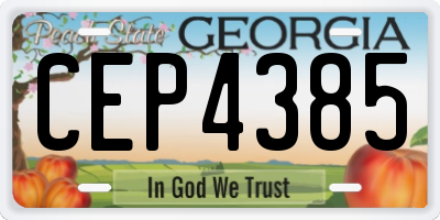 GA license plate CEP4385