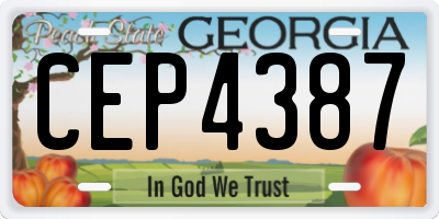 GA license plate CEP4387