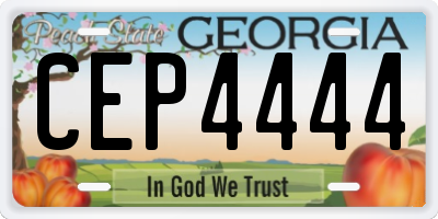 GA license plate CEP4444