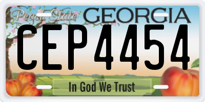 GA license plate CEP4454