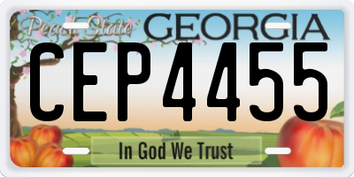 GA license plate CEP4455