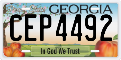 GA license plate CEP4492