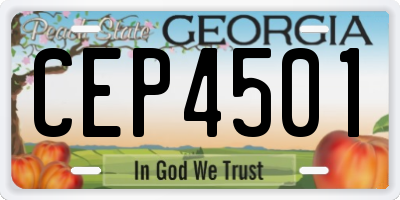 GA license plate CEP4501