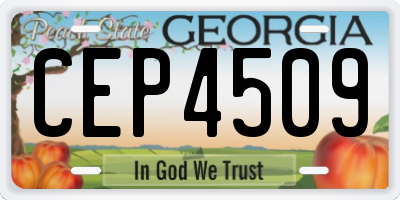 GA license plate CEP4509