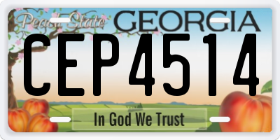 GA license plate CEP4514