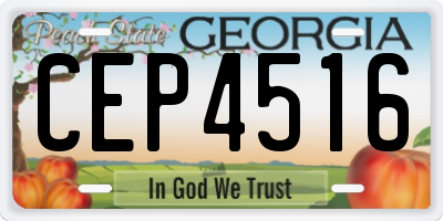 GA license plate CEP4516