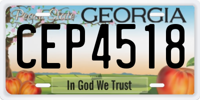 GA license plate CEP4518