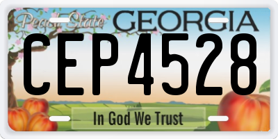 GA license plate CEP4528