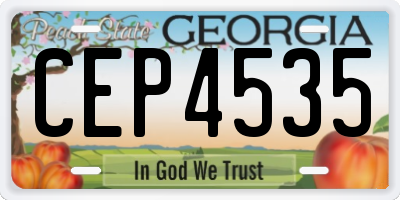 GA license plate CEP4535