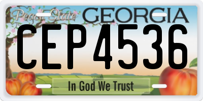GA license plate CEP4536
