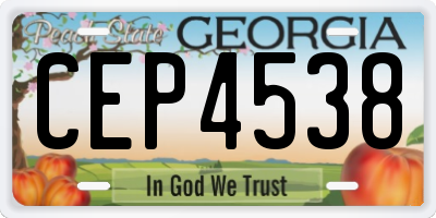 GA license plate CEP4538