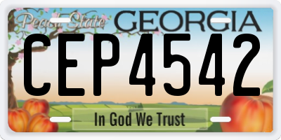 GA license plate CEP4542