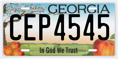 GA license plate CEP4545