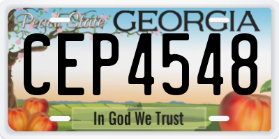 GA license plate CEP4548