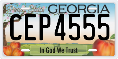 GA license plate CEP4555