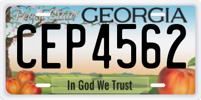 GA license plate CEP4562