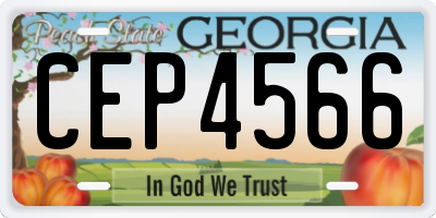 GA license plate CEP4566