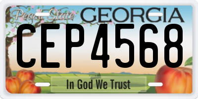 GA license plate CEP4568