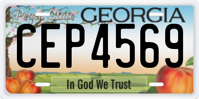 GA license plate CEP4569