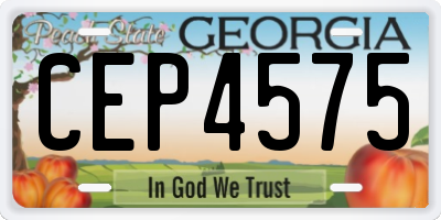 GA license plate CEP4575