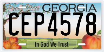 GA license plate CEP4578