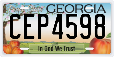 GA license plate CEP4598