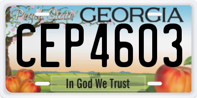 GA license plate CEP4603