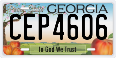 GA license plate CEP4606
