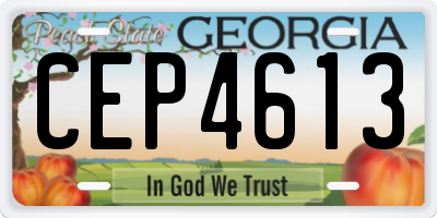 GA license plate CEP4613