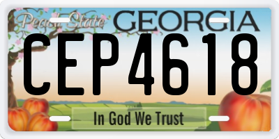 GA license plate CEP4618