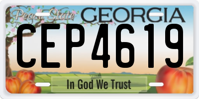 GA license plate CEP4619