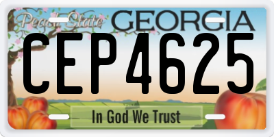 GA license plate CEP4625