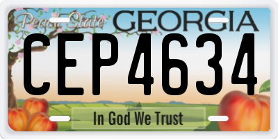 GA license plate CEP4634