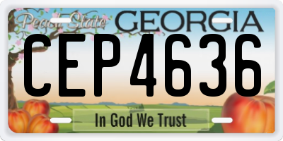 GA license plate CEP4636