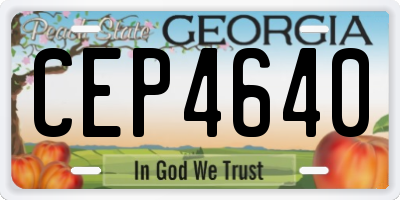 GA license plate CEP4640