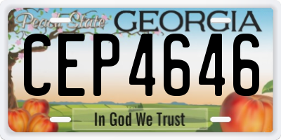 GA license plate CEP4646