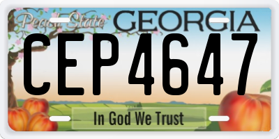GA license plate CEP4647