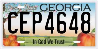 GA license plate CEP4648