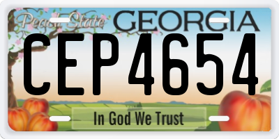 GA license plate CEP4654