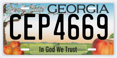 GA license plate CEP4669