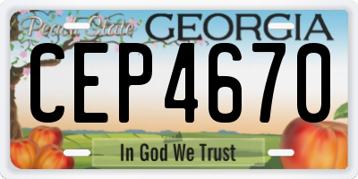 GA license plate CEP4670