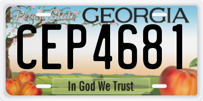 GA license plate CEP4681