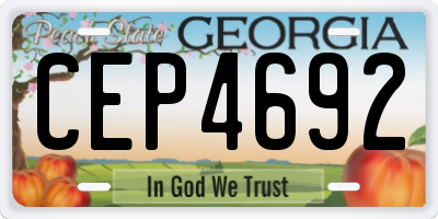 GA license plate CEP4692