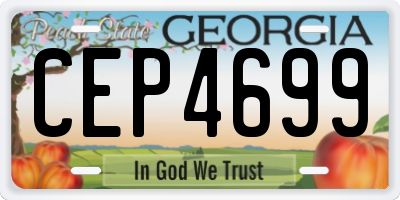 GA license plate CEP4699