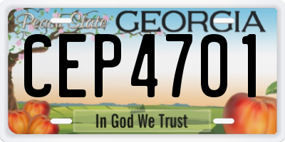 GA license plate CEP4701