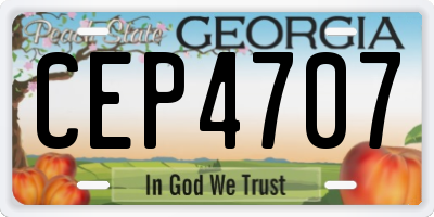 GA license plate CEP4707