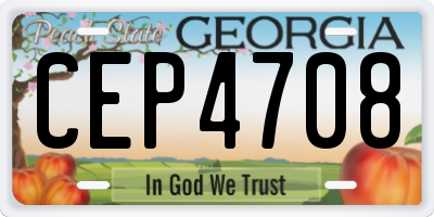 GA license plate CEP4708
