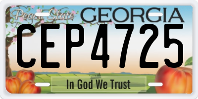GA license plate CEP4725