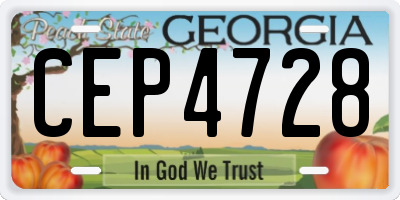 GA license plate CEP4728